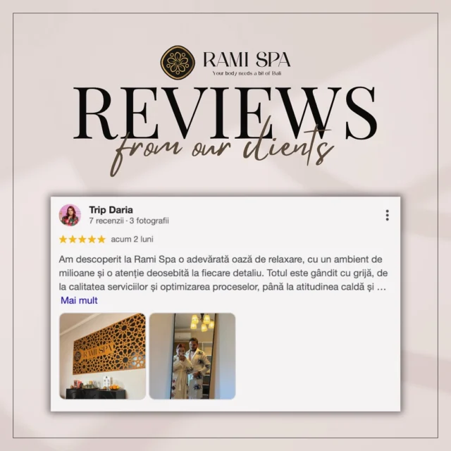 📞 +40 769 070 522 
📩 hello@ramispa.ro
📍 RaMi Spa 1 - George Călinescu 44A, Sector 1, București 
📍 RaMi Spa 2 - Puțul lui Zamfir 23, Sector 1, București 

#ramispa #masajbucuresti #massagebucharest #balinesemassage #spabucuresti #masajbalinez #masajbalinezbucuresti