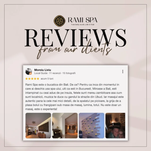 📞 +40 769 070 522 
📩 hello@ramispa.ro
📍 RaMi Spa 1 - George Călinescu 44A, Sector 1, București 
📍 RaMi Spa 2 - Puțul lui Zamfir 23, Sector 1, București 

#ramispa #masajbucuresti #massagebucharest #balinesemassage #masajbalinezbucuresti