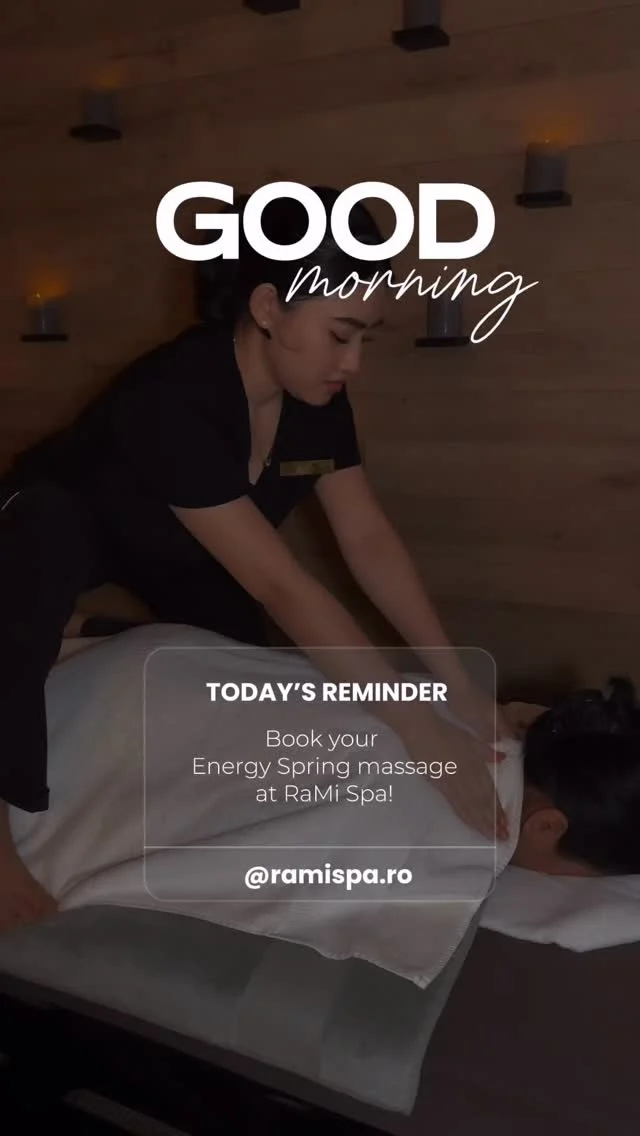 Mornings are better with our Energy Spring massage. ⚡️🔋

📞 +40 769 070 522 
📩 hello@ramispa.ro
📍 RaMi Spa 1 - George Călinescu 44A, Sector 1, București 
📍 RaMi Spa 2 - Puțul lui Zamfir 23, Sector 1, București 

#masajbucuresti #massagebucharest #balinesemassage #masajbalinez #masajbalinezbucuresti